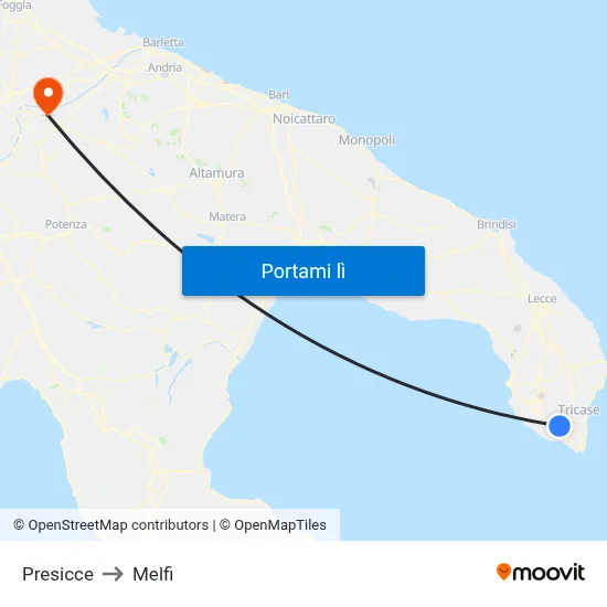 Presicce to Melfi map