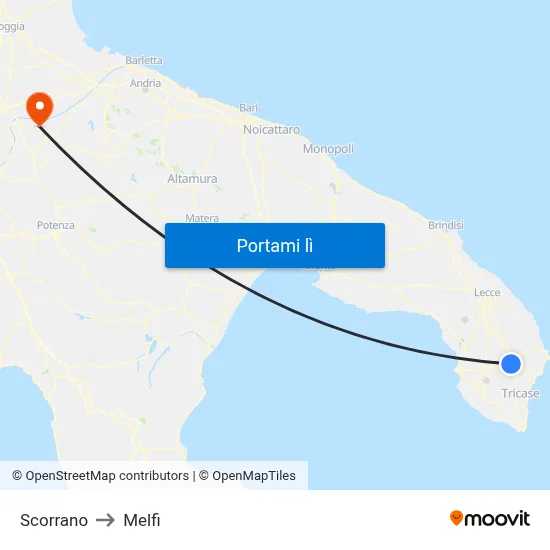 Scorrano to Melfi map