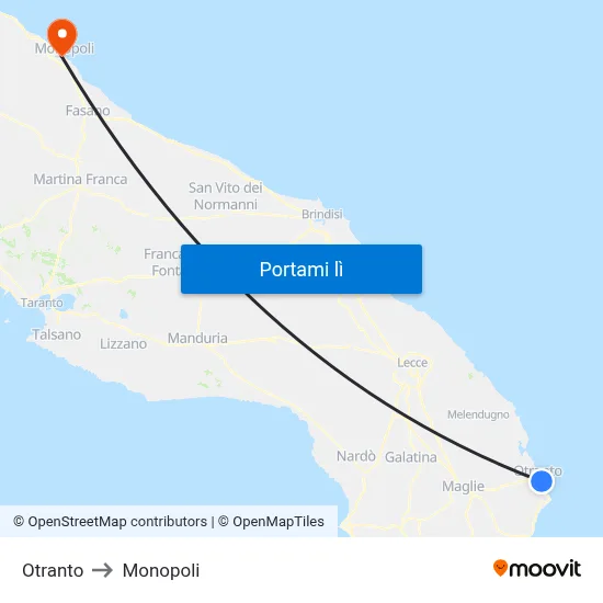 Otranto to Monopoli map
