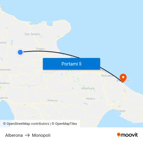 Alberona to Monopoli map