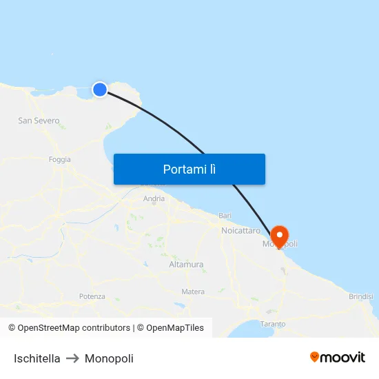 Ischitella to Monopoli map