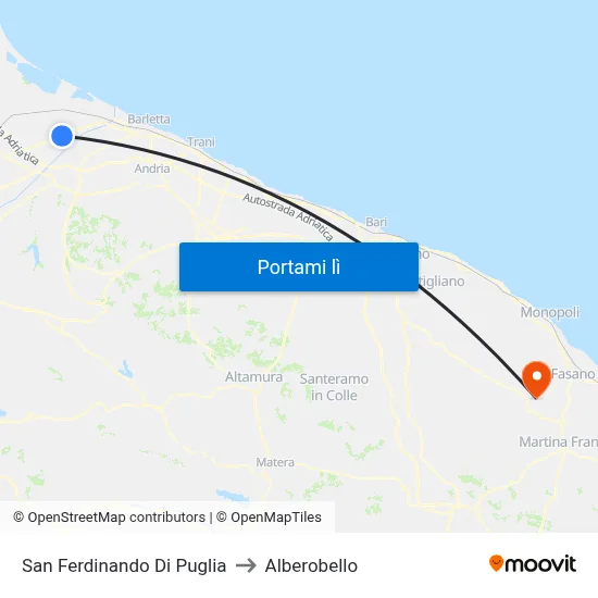 San Ferdinando Di Puglia to Alberobello map