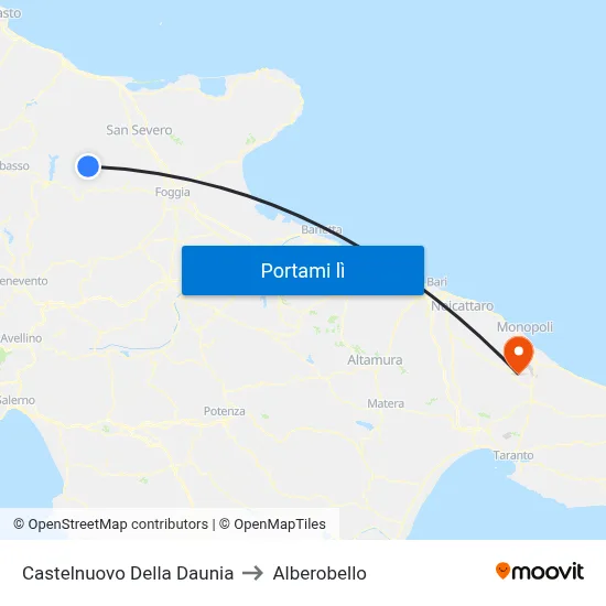 Castelnuovo Della Daunia to Alberobello map