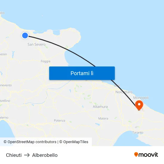 Chieuti to Alberobello map