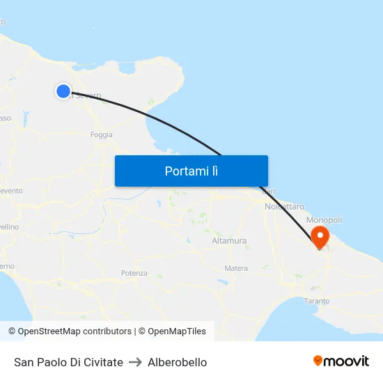 San Paolo Di Civitate to Alberobello map