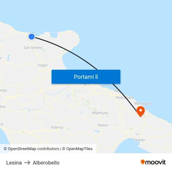 Lesina to Alberobello map