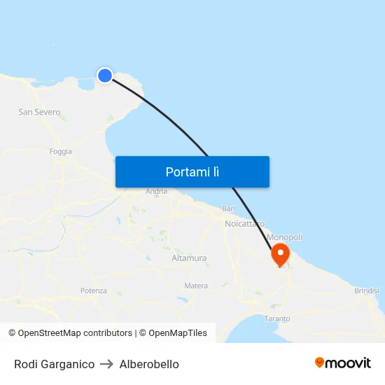 Rodi Garganico to Alberobello map