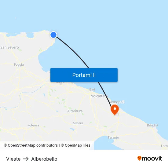 Vieste to Alberobello map