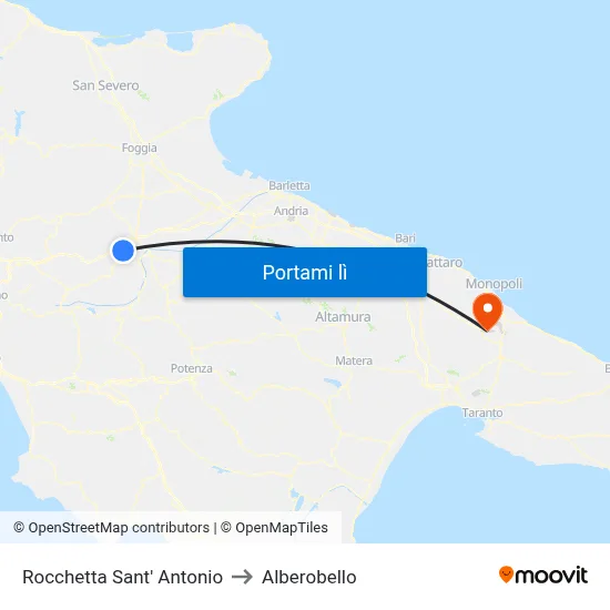 Rocchetta Sant' Antonio to Alberobello map