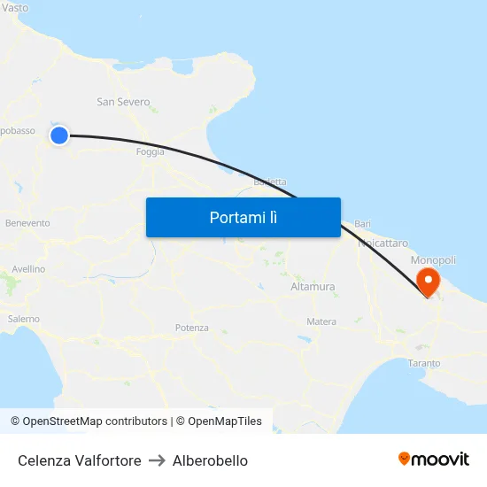 Celenza Valfortore to Alberobello map