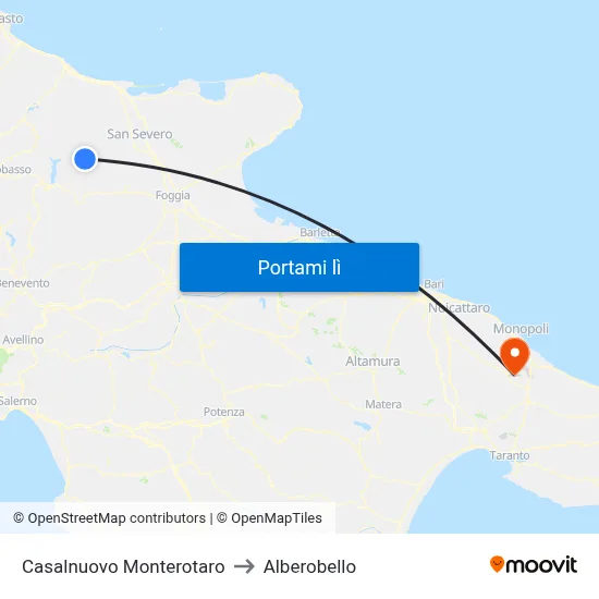 Casalnuovo Monterotaro to Alberobello map