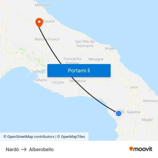 Nardò to Alberobello map