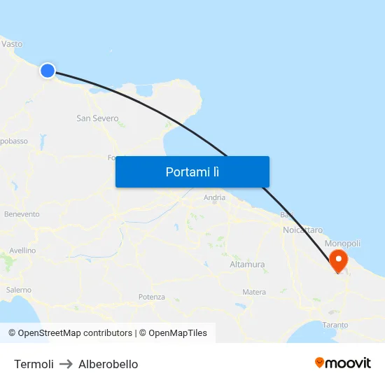 Termoli to Alberobello map