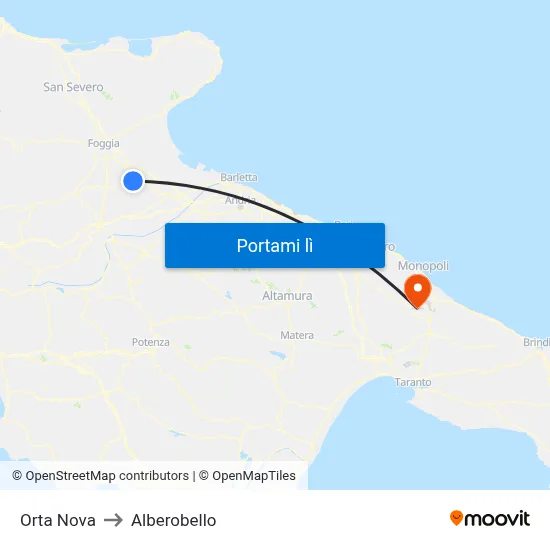 Orta Nova to Alberobello map
