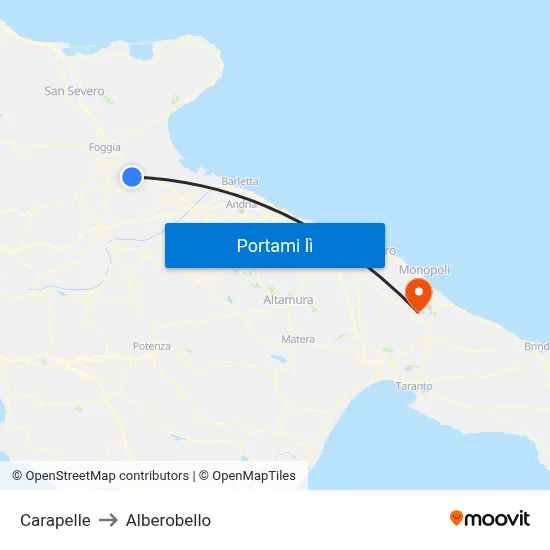 Carapelle to Alberobello map