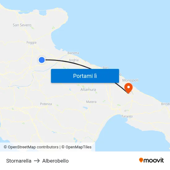 Stornarella to Alberobello map