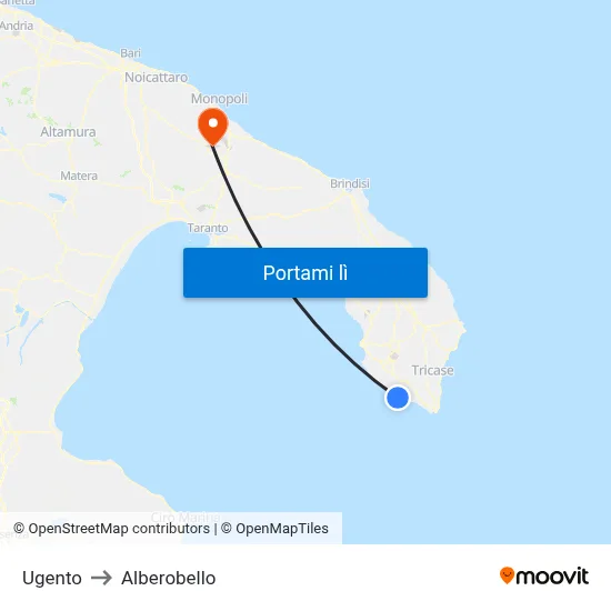 Ugento to Alberobello map