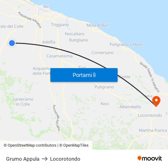 Grumo Appula to Locorotondo map