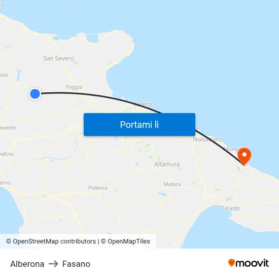 Alberona to Fasano map