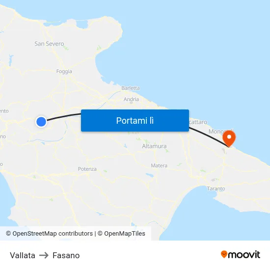 Vallata to Fasano map