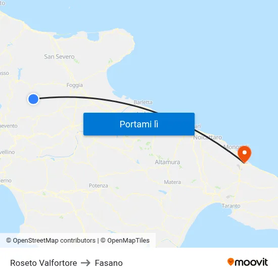 Roseto Valfortore to Fasano map