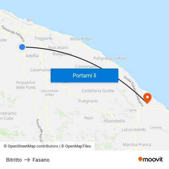 Bitritto to Fasano map