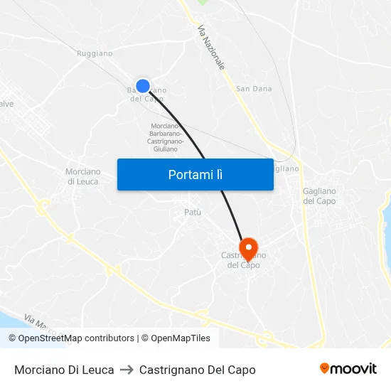 Morciano Di Leuca to Castrignano Del Capo map