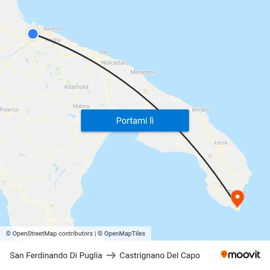 San Ferdinando Di Puglia to Castrignano Del Capo map