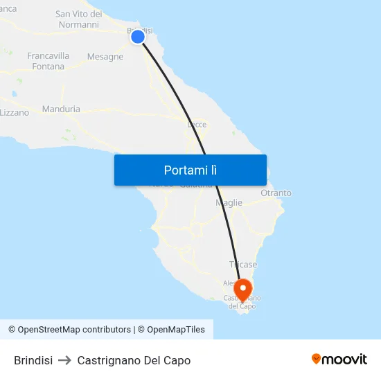 Brindisi to Castrignano Del Capo map