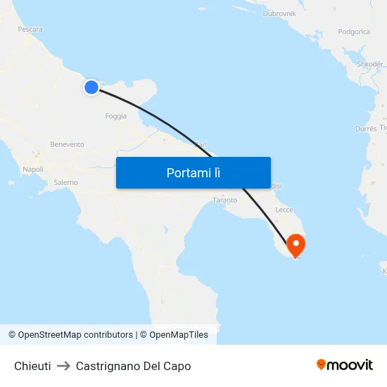 Chieuti to Castrignano Del Capo map