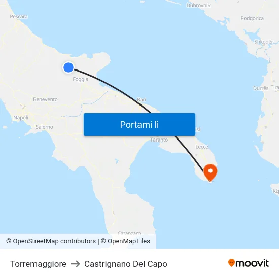 Torremaggiore to Castrignano Del Capo map