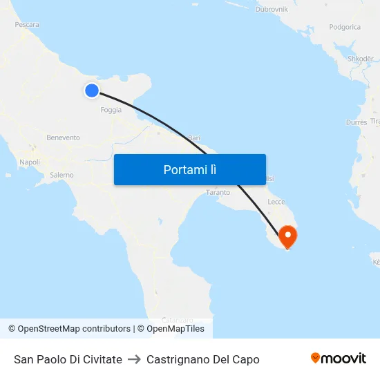 San Paolo Di Civitate to Castrignano Del Capo map