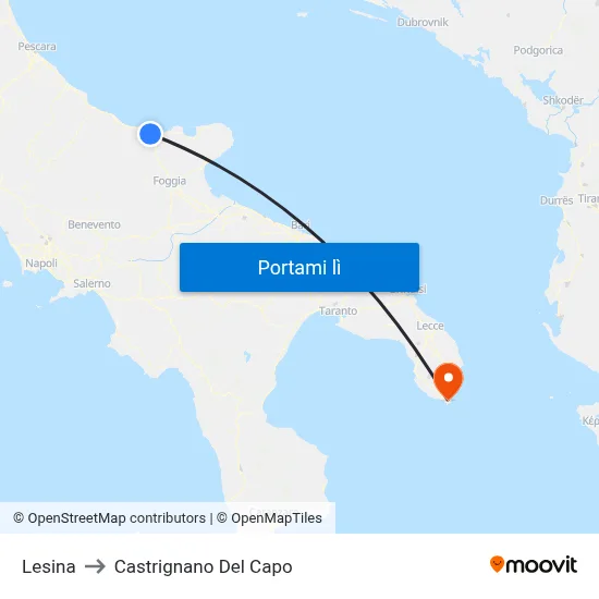 Lesina to Castrignano Del Capo map