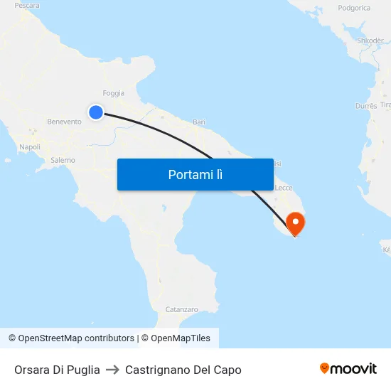 Orsara Di Puglia to Castrignano Del Capo map