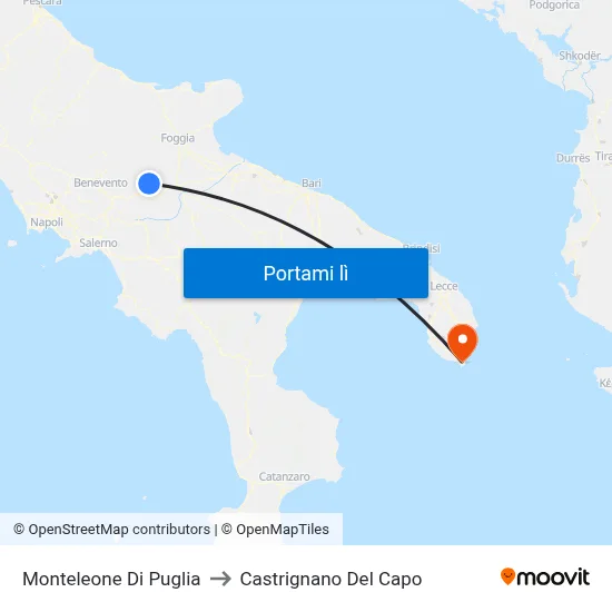 Monteleone Di Puglia to Castrignano Del Capo map