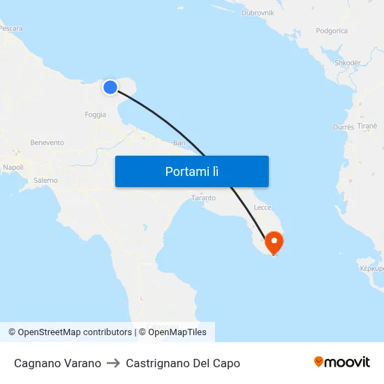 Cagnano Varano to Castrignano Del Capo map