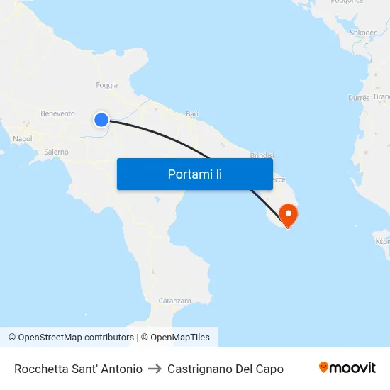 Rocchetta Sant' Antonio to Castrignano Del Capo map