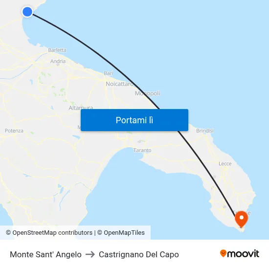 Monte Sant' Angelo to Castrignano Del Capo map