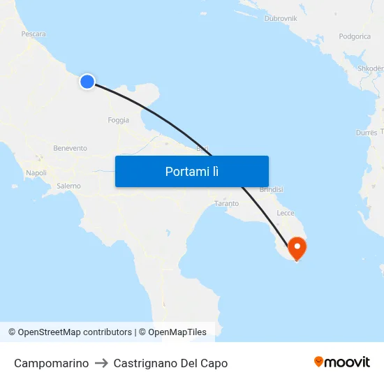 Campomarino to Castrignano Del Capo map