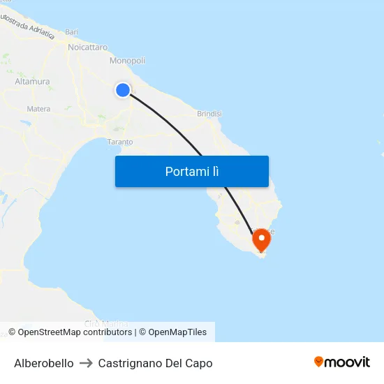 Alberobello to Castrignano Del Capo map
