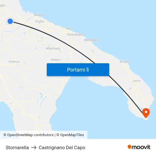 Stornarella to Castrignano Del Capo map