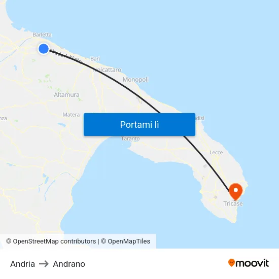 Andria to Andrano map