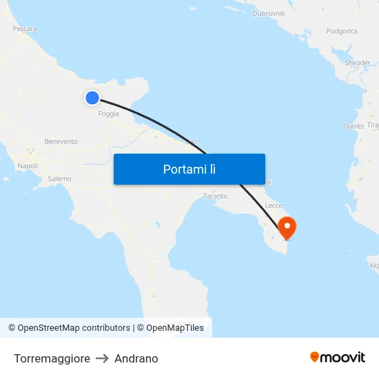 Torremaggiore to Andrano map
