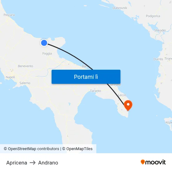 Apricena to Andrano map