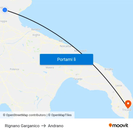 Rignano Garganico to Andrano map