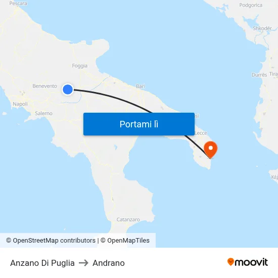 Anzano Di Puglia to Andrano map