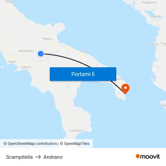 Scampitella to Andrano map