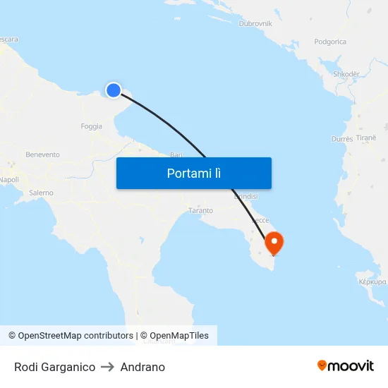 Rodi Garganico to Andrano map
