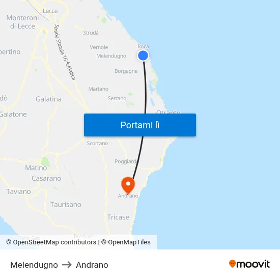 Melendugno to Andrano map