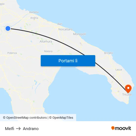 Melfi to Andrano map